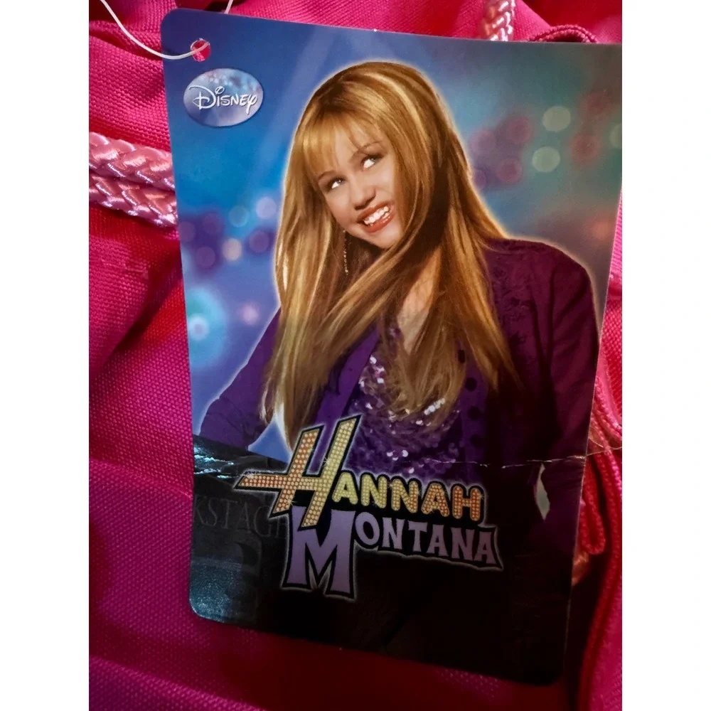 Hannah Montana Drawstring‎ Backpack Pink Guitar Sparkle Disney Channel Kids